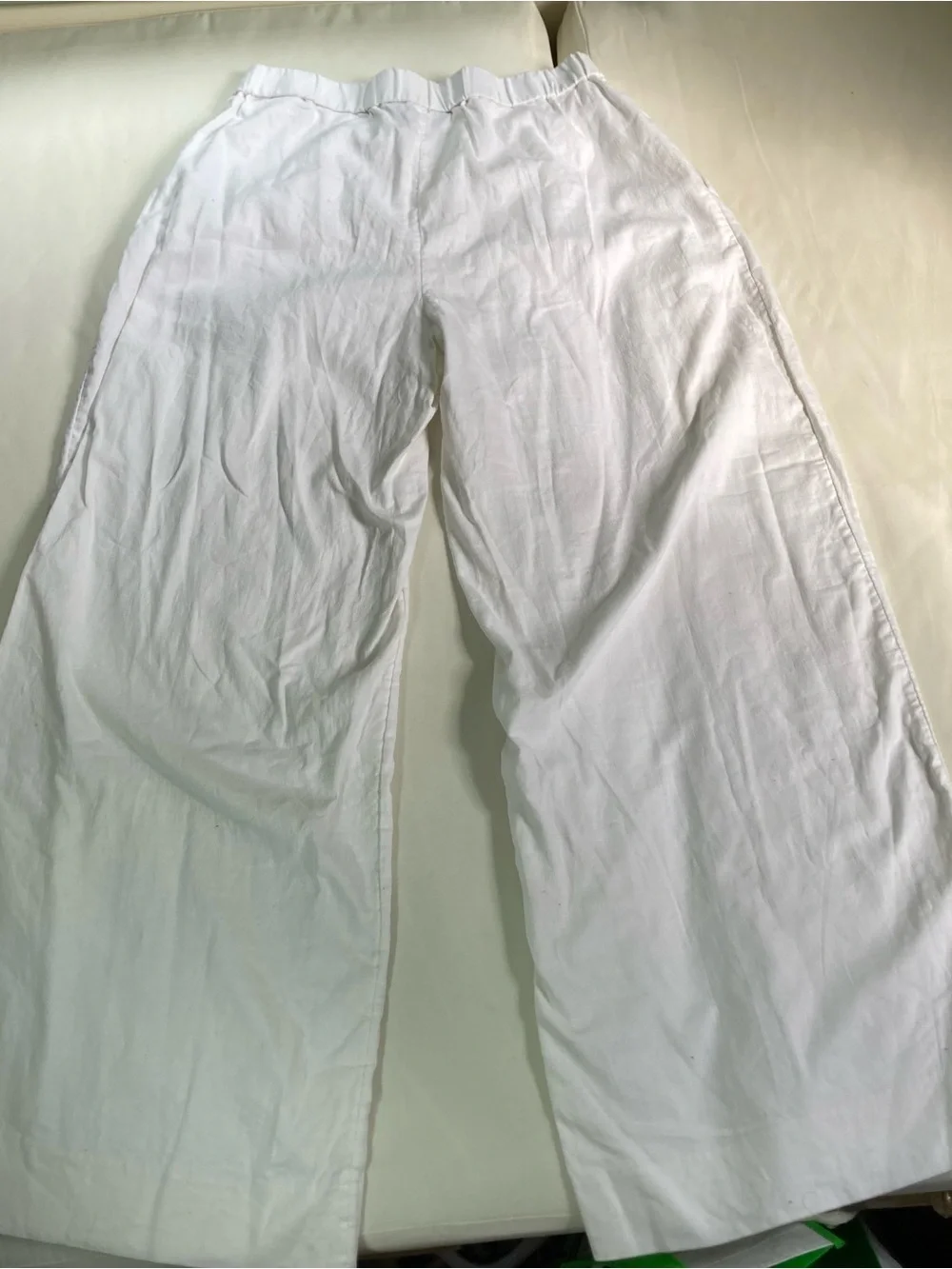 Banana Republic White Linen Wide Leg Trouser Pants white sz 2 beach coastal Boho
